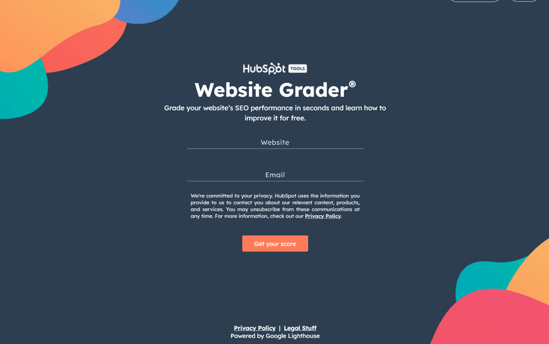 It's the dashboard of the second example of hubspot website grader from the list of ten digital engagement strategies