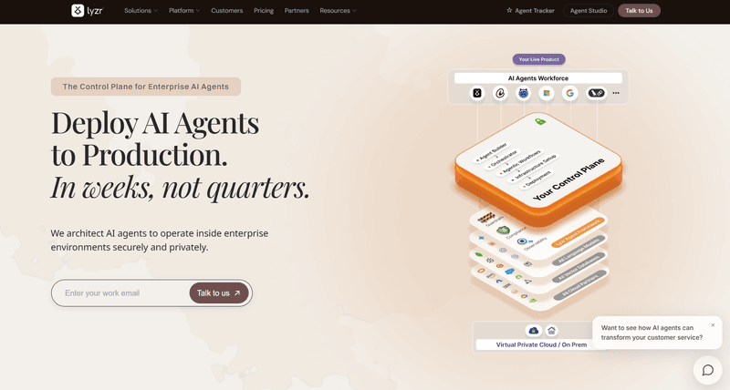 This image shows the home page of lyzr tool