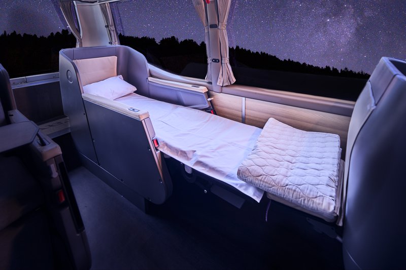 Lit-couchette dans le bus de nuit Zurich-Bruxelles.
