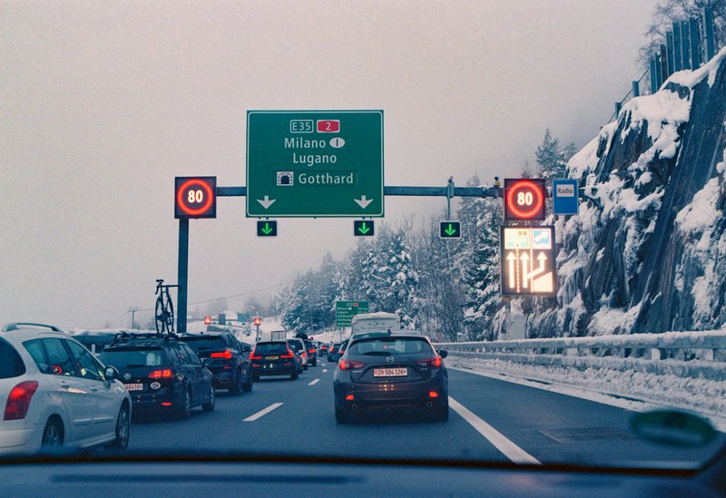 File d'attente au tunnel du Gothard