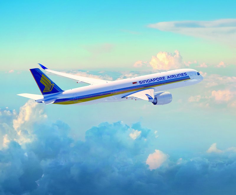 A350 Vliegtuig van Singapore Airlines in de lucht