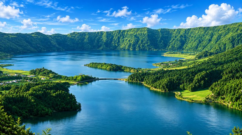 deux lacs bleus entourés d'une forêt verdoyante