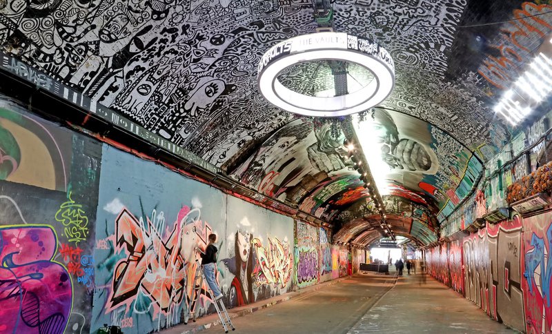 In de Leake Street Tunnel in Londen verandert de streetart dagelijks.