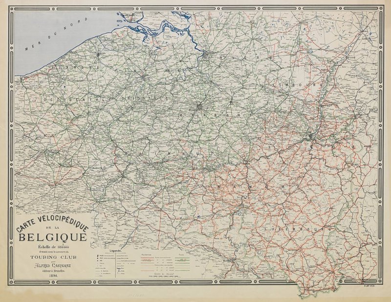 landkaart van België met alle fietswegen erop van Touring