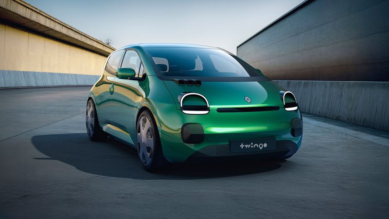Renault Twingo de couleur verte.