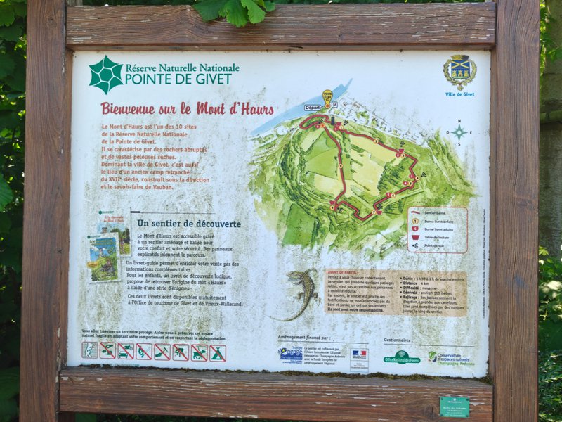 kaart en uitleg over het wandelgebied Pointe de Givet